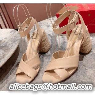 Popular Style Christian Louboutin Summer Mariza Espadrilles Sandals 7.5cm in Nappa Leather Nude 915037