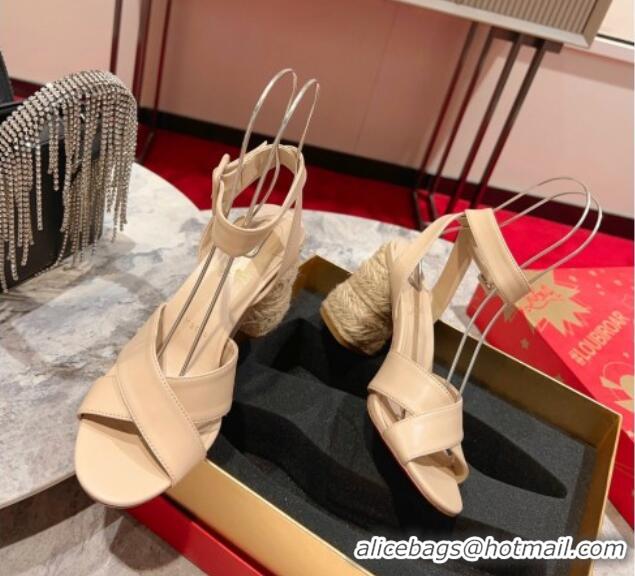 Popular Style Christian Louboutin Summer Mariza Espadrilles Sandals 7.5cm in Nappa Leather Nude 915037