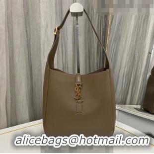 Top Quality Saint Laurent LE 5 À 7 Soft Small Hobo Bag in Smooth Leather 713938 Khaki 2023