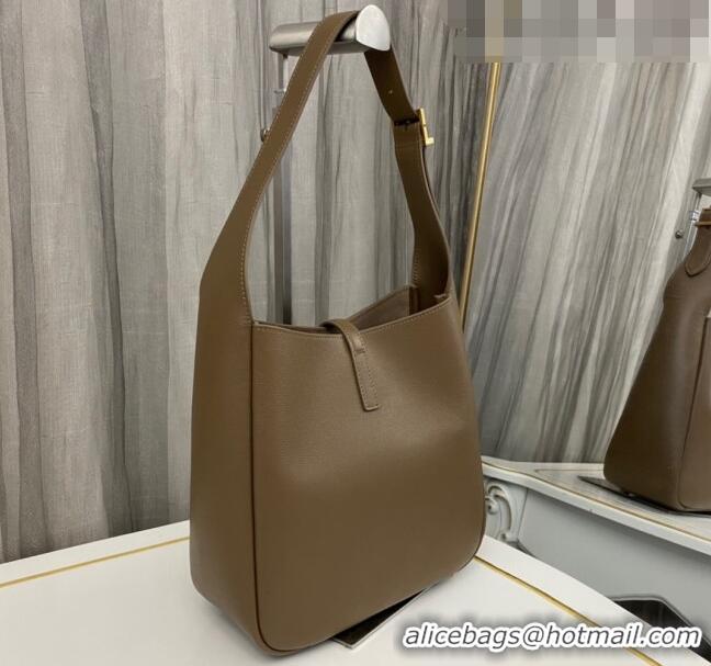 Top Quality Saint Laurent LE 5 À 7 Soft Small Hobo Bag in Smooth Leather 713938 Khaki 2023