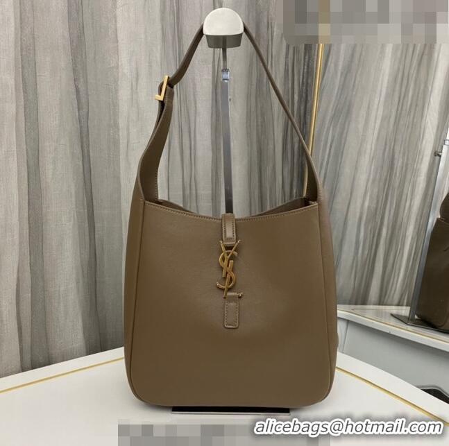 Top Quality Saint Laurent LE 5 À 7 Soft Small Hobo Bag in Smooth Leather 713938 Khaki 2023