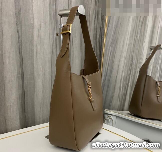 Top Quality Saint Laurent LE 5 À 7 Soft Small Hobo Bag in Smooth Leather 713938 Khaki 2023