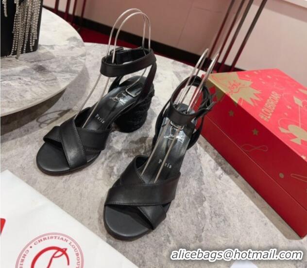 Top Design Christian Louboutin Summer Mariza Espadrilles Sandals 7.5cm in Nappa Leather Black 915038