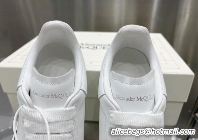 Famous Alexander McQueen Oversized Sneakers in Signature Print Silky Calfskin White 110274