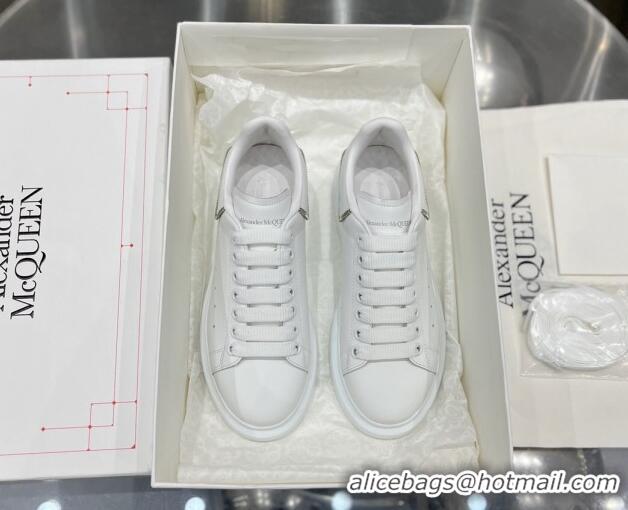 Sophisticated Alexander McQueen Oversized Sneakers in Silky Calfskin with Zip Heel Tab White 110278