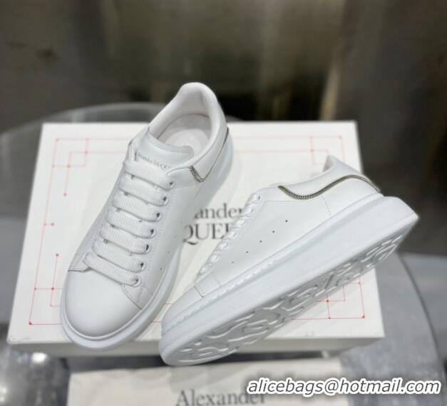 Sophisticated Alexander McQueen Oversized Sneakers in Silky Calfskin with Zip Heel Tab White 110278