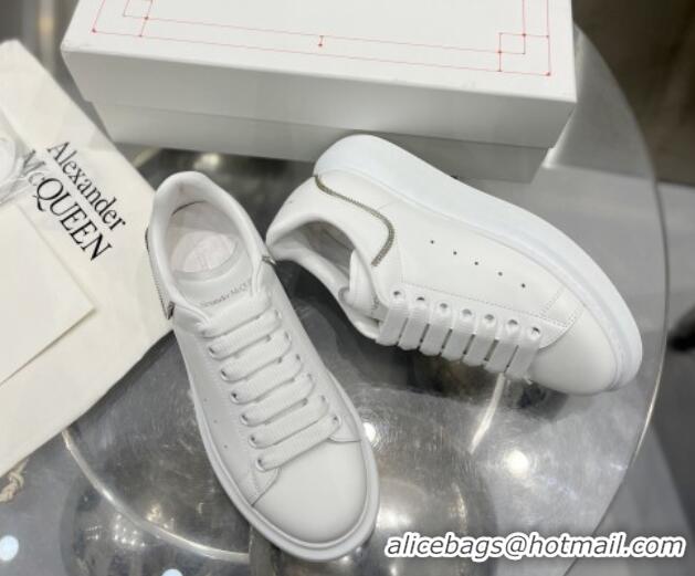 Sophisticated Alexander McQueen Oversized Sneakers in Silky Calfskin with Zip Heel Tab White 110278