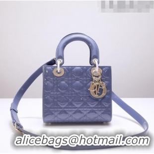 Top Quality Dior Small Lady Dior Bag in Patent Leather CD2802 Blue 2023