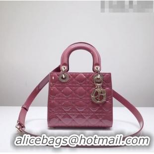 New Style Dior Small Lady Dior Bag in Patent Leather CD2802 Bean Paste Pink 2023