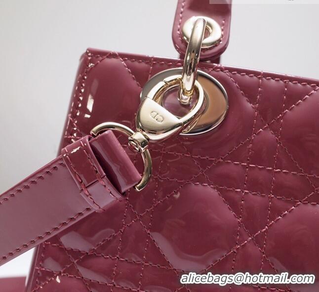 New Style Dior Small Lady Dior Bag in Patent Leather CD2802 Bean Paste Pink 2023