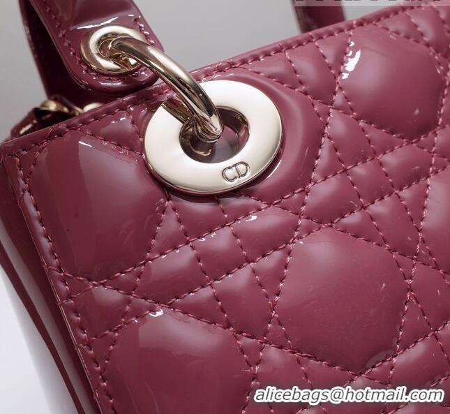 New Style Dior Small Lady Dior Bag in Patent Leather CD2802 Bean Paste Pink 2023