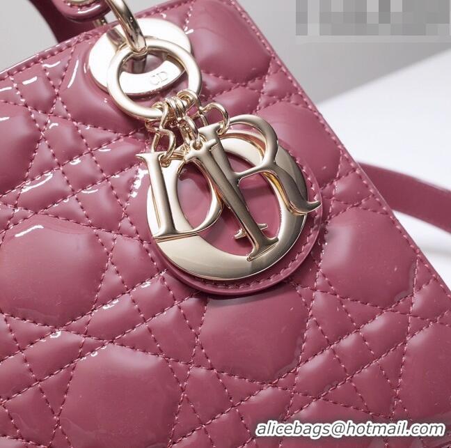 New Style Dior Small Lady Dior Bag in Patent Leather CD2802 Bean Paste Pink 2023