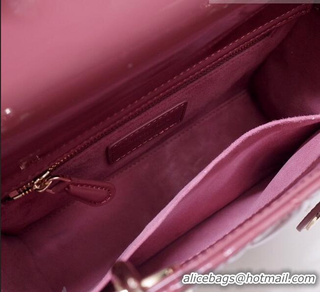 New Style Dior Small Lady Dior Bag in Patent Leather CD2802 Bean Paste Pink 2023