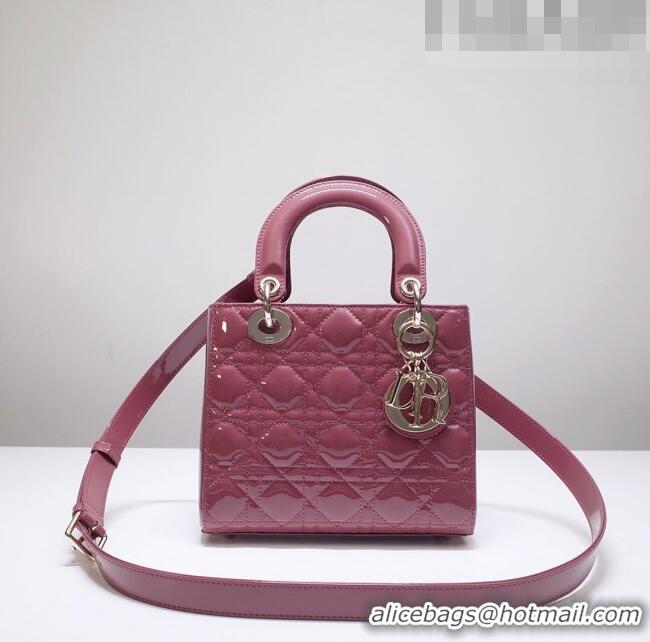 New Style Dior Small Lady Dior Bag in Patent Leather CD2802 Bean Paste Pink 2023