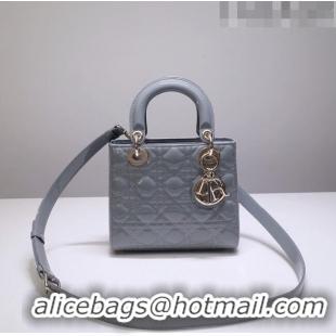 Low Cost Dior Small Lady Dior Bag in Patent Leather CD2802 Grey 2023