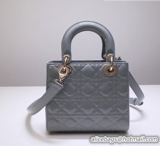 Low Cost Dior Small Lady Dior Bag in Patent Leather CD2802 Grey 2023