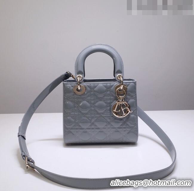 Low Cost Dior Small Lady Dior Bag in Patent Leather CD2802 Grey 2023