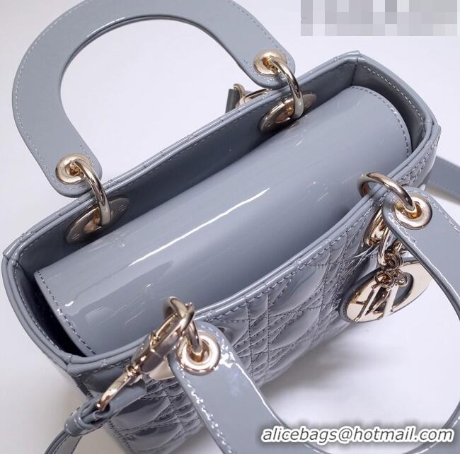 Low Cost Dior Small Lady Dior Bag in Patent Leather CD2802 Grey 2023