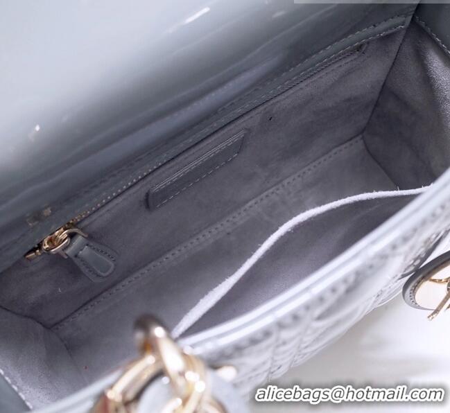 Low Cost Dior Small Lady Dior Bag in Patent Leather CD2802 Grey 2023