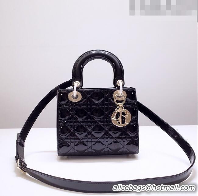 Super Quality Dior Small Lady Dior Bag in Patent Leather CD2802 Black 2023