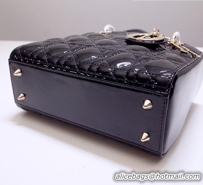 Super Quality Dior Small Lady Dior Bag in Patent Leather CD2802 Black 2023