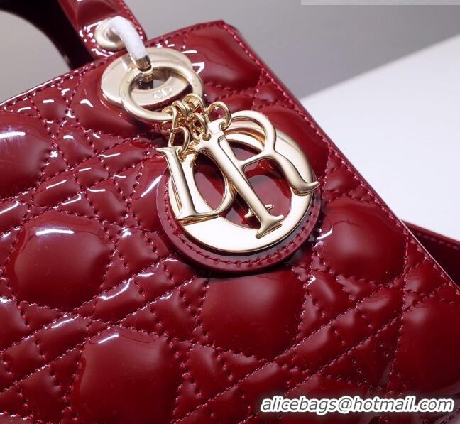 Super Quality Dior Small Lady Dior Bag in Patent Leather CD2802 Burgundy 2023