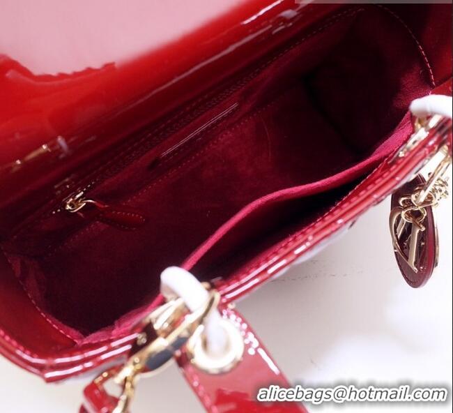 Super Quality Dior Small Lady Dior Bag in Patent Leather CD2802 Burgundy 2023