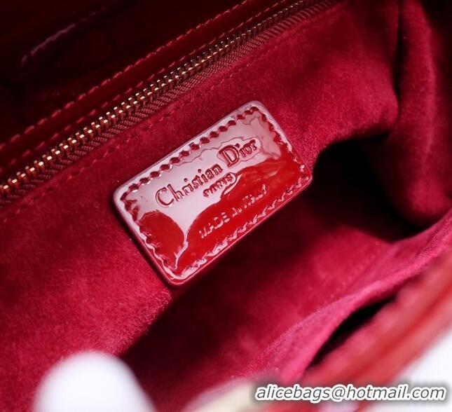 Super Quality Dior Small Lady Dior Bag in Patent Leather CD2802 Burgundy 2023