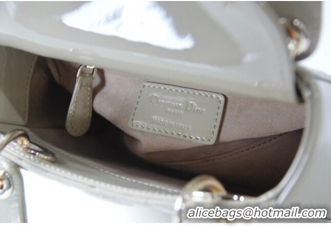 Top Quality Dior Mini Lady Dior Bag in Patent Leather CD2808 Beige 2023 (Two Straps)