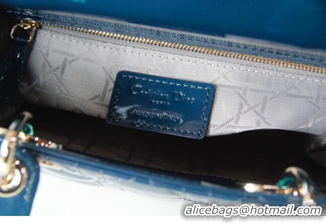 Buy Cheap Dior Mini Lady Dior Bag in Patent Leather CD2808 Blue 2023 (Two Straps)