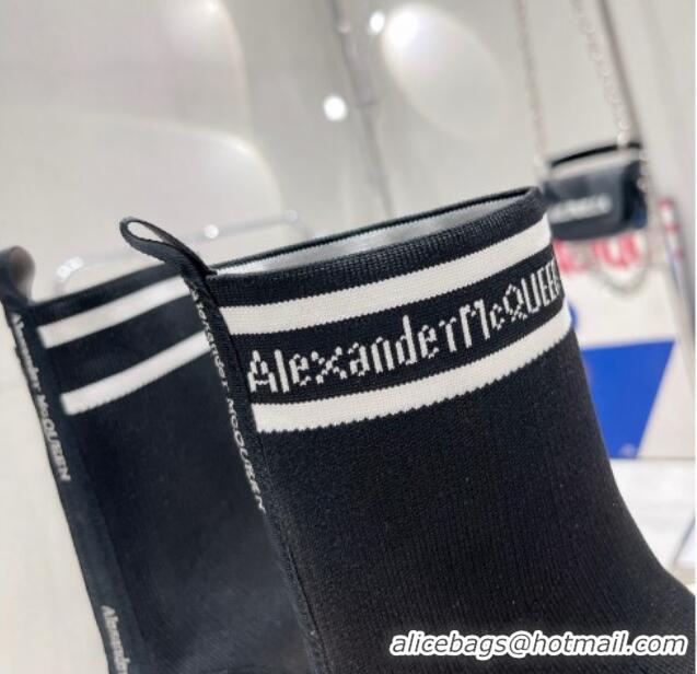 Sumptuous Alexander McQueen Logo Knit Tread Slick Boot Black 110281