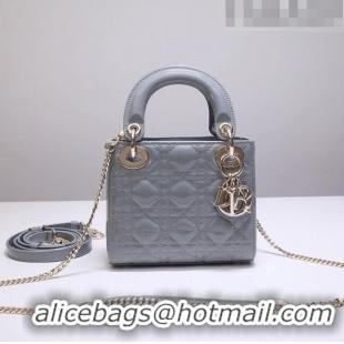 Super Quality Dior Mini Lady Dior Bag in Patent Leather CD2808 Grey 2023 (Two Straps)