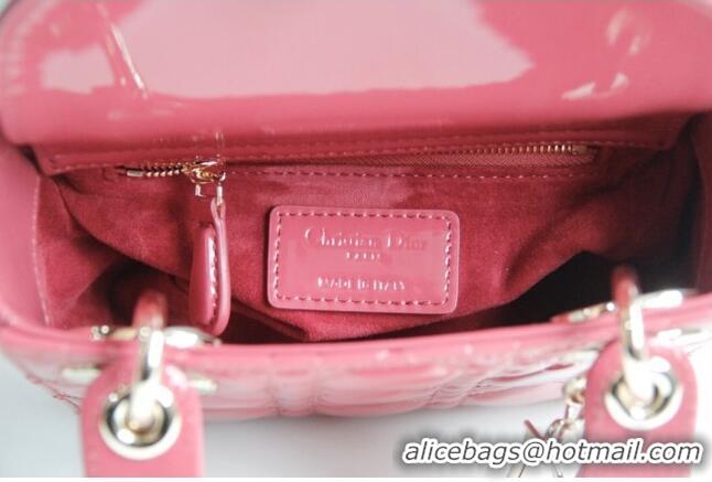 Shop Best Dior Mini Lady Dior Bag in Patent Leather CD2808 Pink 2023 (Two Straps)