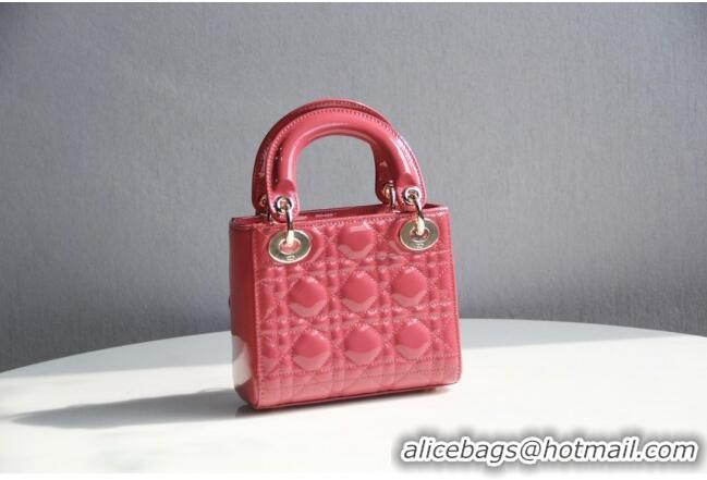 Shop Best Dior Mini Lady Dior Bag in Patent Leather CD2808 Pink 2023 (Two Straps)