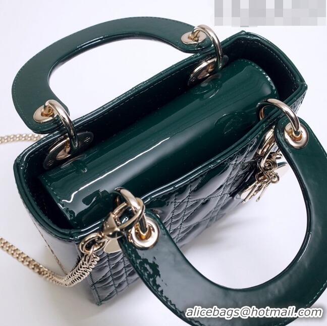 Promotional Dior Mini Lady Dior Bag in Patent Leather CD2808 Green/Gold 2023