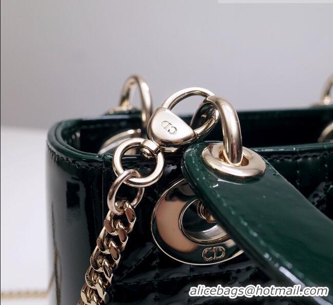 Promotional Dior Mini Lady Dior Bag in Patent Leather CD2808 Green/Gold 2023