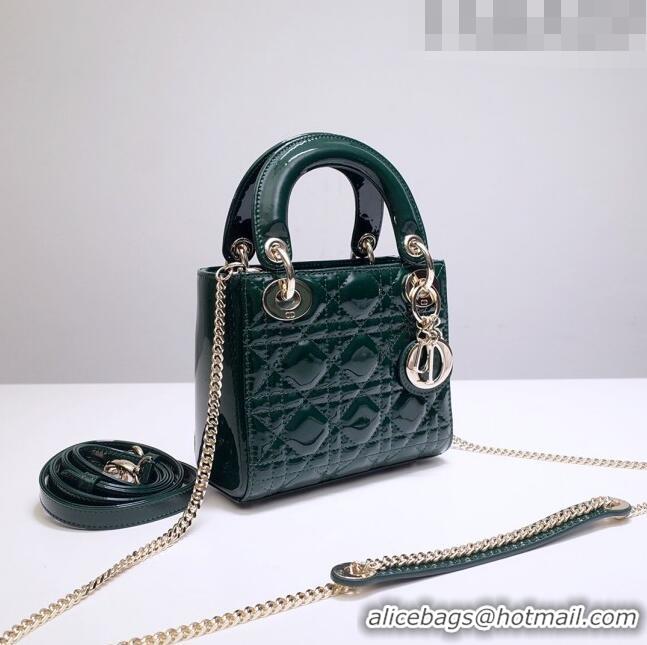 Promotional Dior Mini Lady Dior Bag in Patent Leather CD2808 Green/Gold 2023