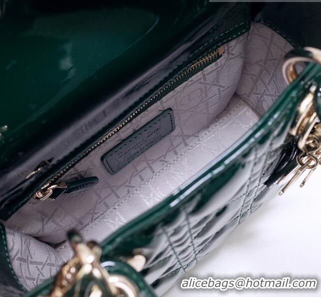 Promotional Dior Mini Lady Dior Bag in Patent Leather CD2808 Green/Gold 2023