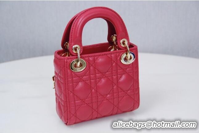 Famous Brand Dior Micro Lady Dior Bag in Cannage Lambskin CD2821 Pink 2023