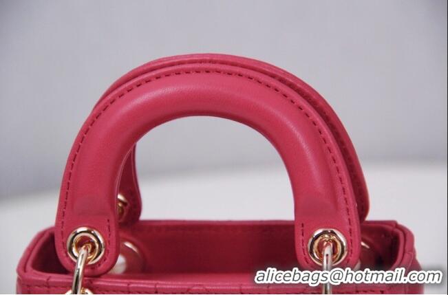 Famous Brand Dior Micro Lady Dior Bag in Cannage Lambskin CD2821 Pink 2023