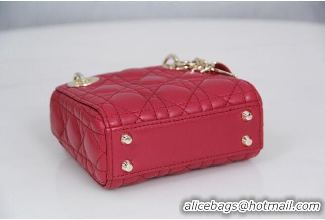 Famous Brand Dior Micro Lady Dior Bag in Cannage Lambskin CD2821 Pink 2023