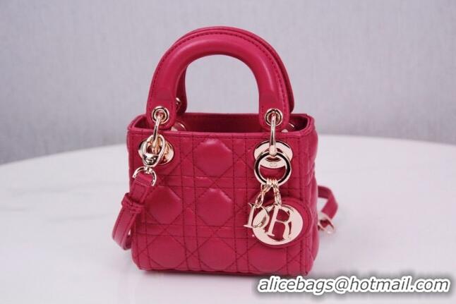 Famous Brand Dior Micro Lady Dior Bag in Cannage Lambskin CD2821 Pink 2023