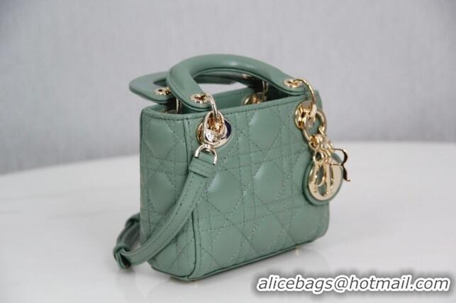 Buy Fashionable Dior Micro Lady Dior Bag in Cannage Lambskin CD2821 Green 2023