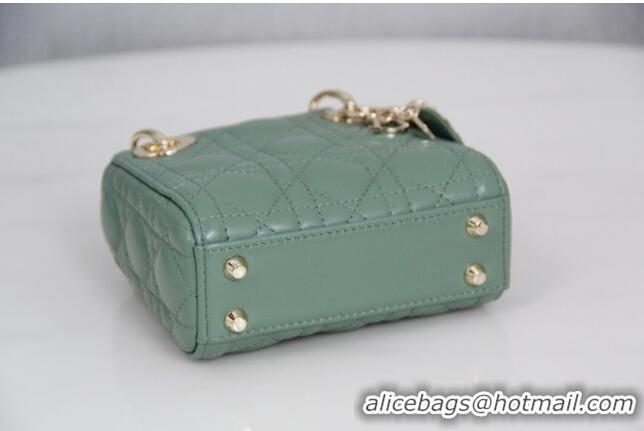 Buy Fashionable Dior Micro Lady Dior Bag in Cannage Lambskin CD2821 Green 2023