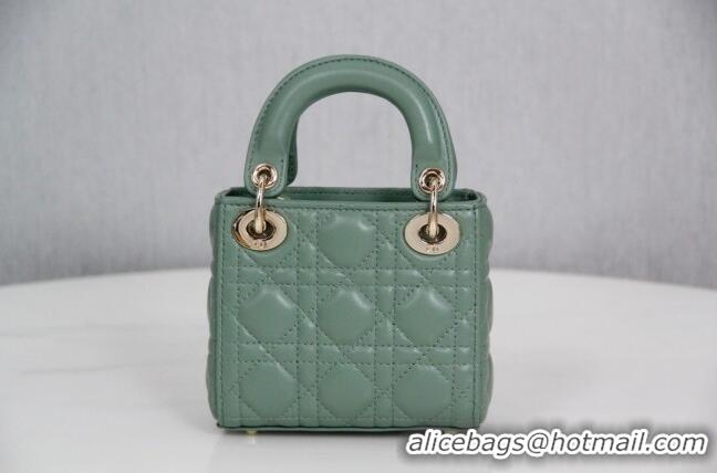 Buy Fashionable Dior Micro Lady Dior Bag in Cannage Lambskin CD2821 Green 2023