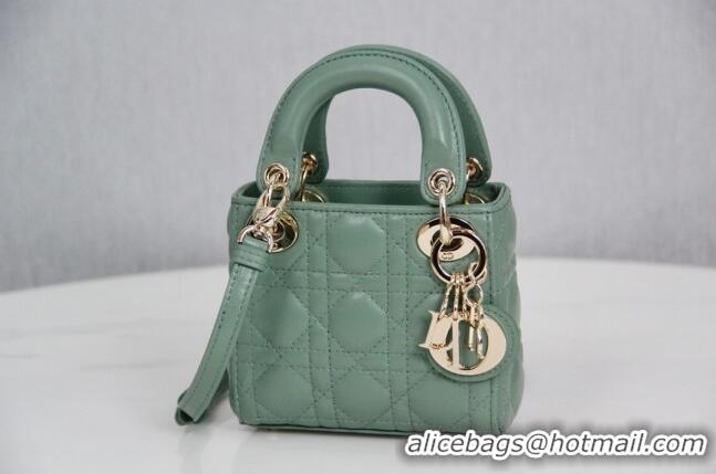 Buy Fashionable Dior Micro Lady Dior Bag in Cannage Lambskin CD2821 Green 2023