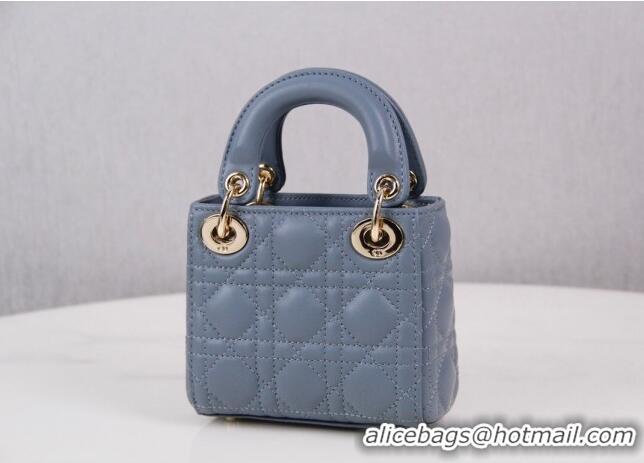 Best Price Dior Micro Lady Dior Bag in Cannage Lambskin CD2821 Grey 2023