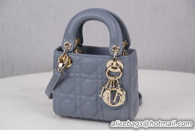 Best Price Dior Micro Lady Dior Bag in Cannage Lambskin CD2821 Grey 2023