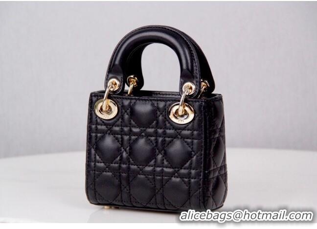 Well Crafted Dior Micro Lady Dior Bag in Cannage Lambskin CD2821 Black 2023