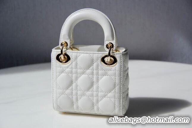 Good Product Dior Micro Lady Dior Bag in Cannage Lambskin CD2821 White 2023